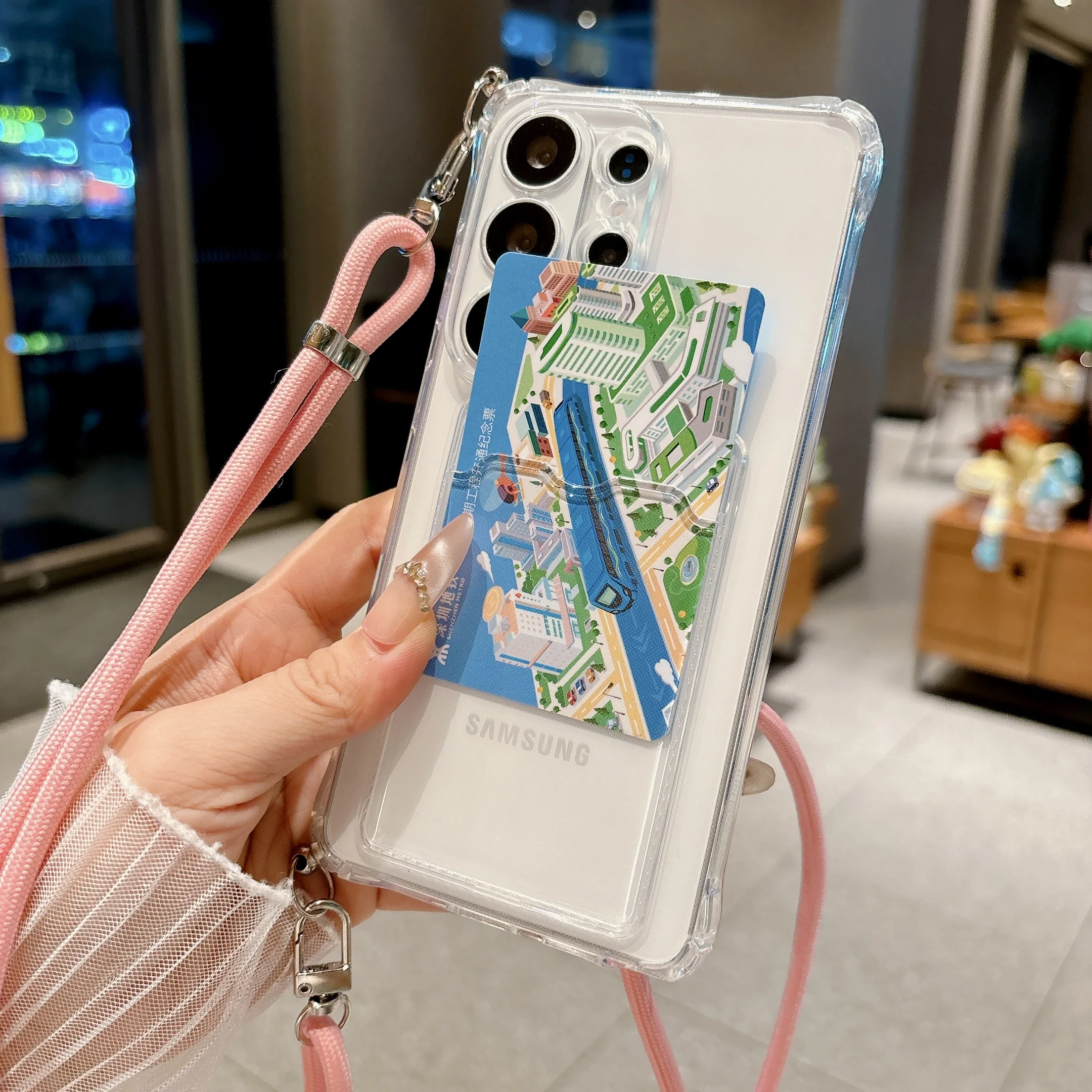 Adjustable Crossbody Lanyard Phone Case with Silicone Card Holder Cover