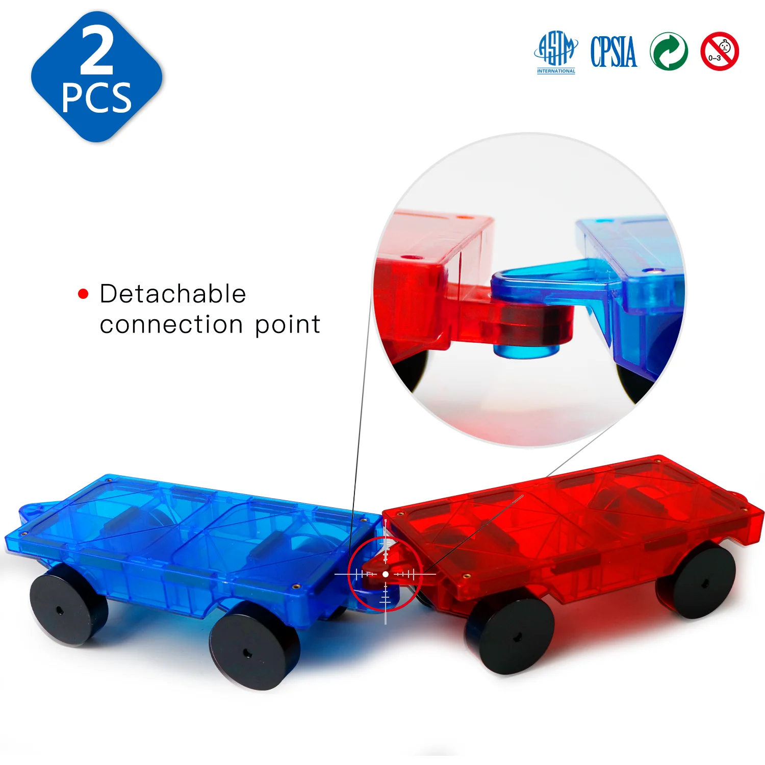 Car Set Magnetic Building Blocks Magnet Tiles Montessori Educational Toy 2pcs For Kids