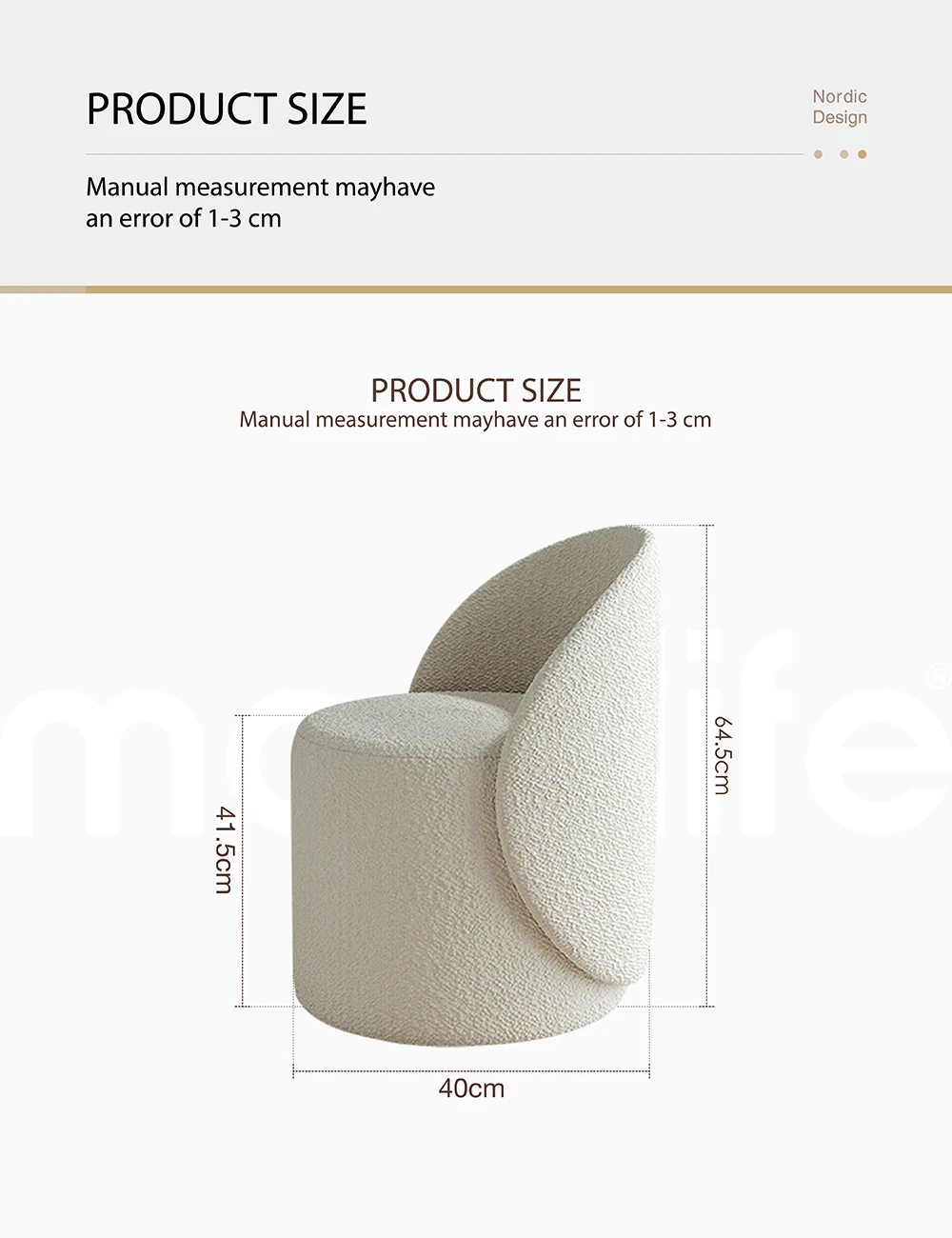 Description Picture 6 of itemNordic 360° Rotating Makeup Stools Dressing Chairs Light Luxury Bedroom Cashmere Lamb Backrest Dressing Table Stool Furniture