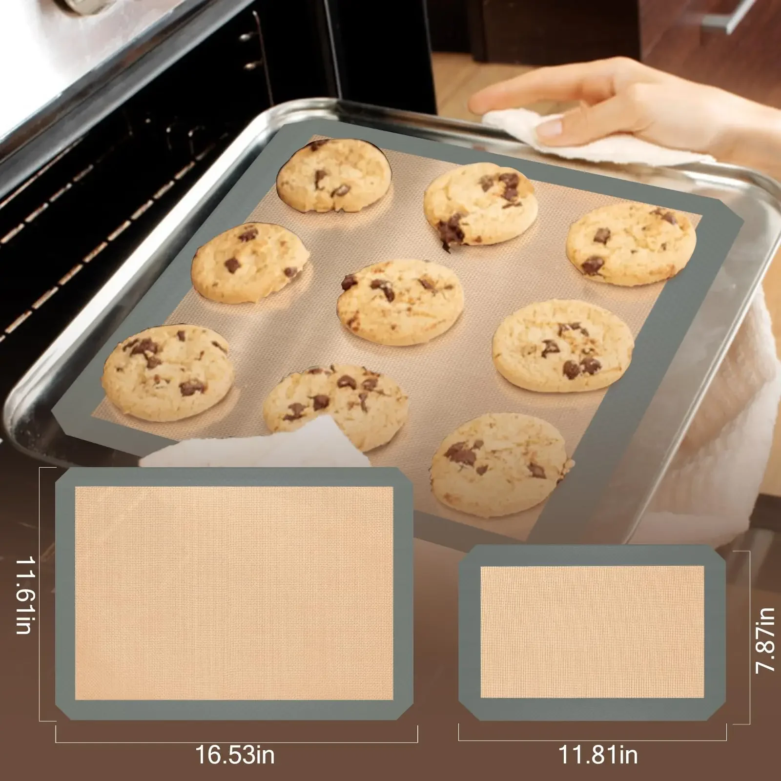 Set of 3 30x40cm/20cm Silicone Baking Mat Non-Stick Large Reusable Bakeware Sheet Liner For Cookie/Bread/Macaroon Kitchen Tool