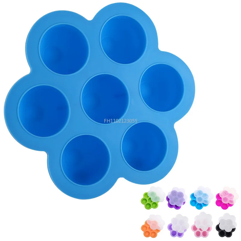 7 Holes Reusable Silicone Baby Food Freezer Tray Crisper Egg Bite Mold BPA Free Storage Baby Food Storage Containers With Lid