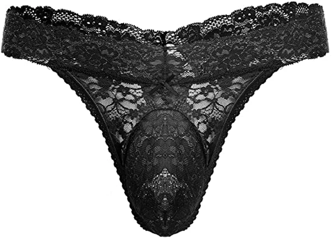 Men Thong Sexy Mens Sexy Lace Underwear CD Triangle Thong Transparent Sexy COSPLAY Underwear