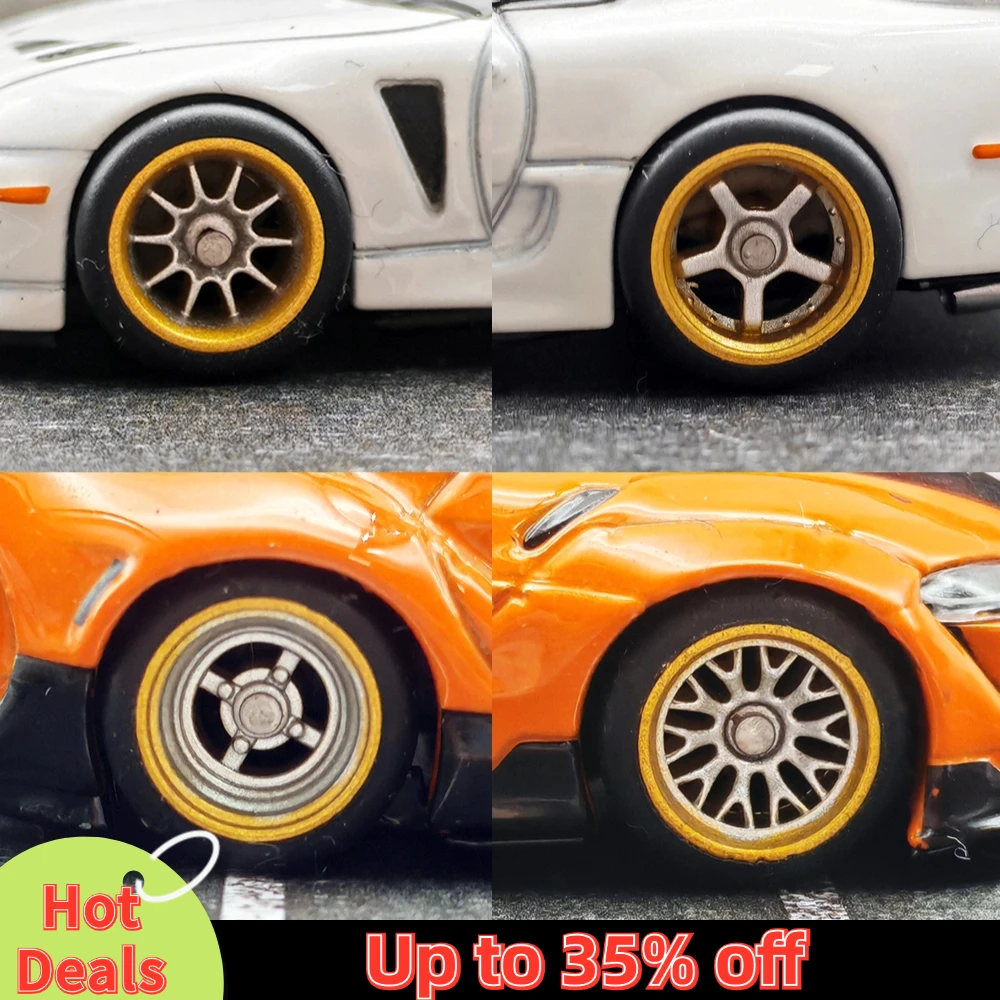 1/64 Model Car ABS Wheels with Rubber Tires Branches Refitting Parts for Diecast Hot Wheels Mainline Matchbox Tomica D:11mm 1Set 2