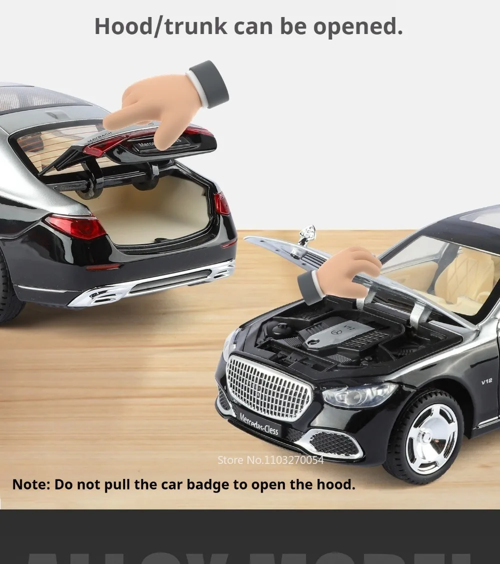 1:24 Alpha S680 Miniaturmodell Spielzeug Druckguss Legierung Auto mit Sound und Licht Rückziehfunktion Automatische Tür Vorderradlenkung Kinder Sammlerstück – Detail 30