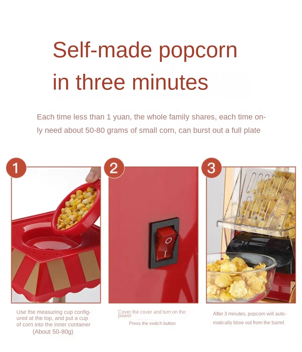 Popcorn Maker Machine 팝콘 옥수수electric fully automatic puffing children's 카라멜팝콘hacer palomitas popcorn machiene 2