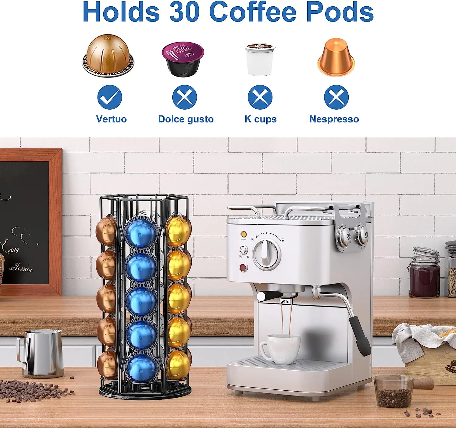 PEAK COFFEE Dispensador para Capsulas Nespresso Original 60 Pods, Soporte  Capsulas Giratorio Compatibile con Nespresso