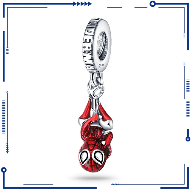 Marvel Series Hanging Spiderman Charm Beads Fits Pandora Original