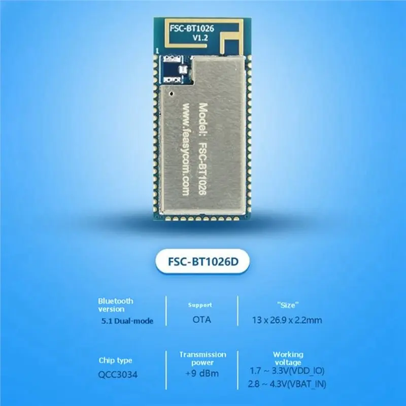 TA-FSC-BT1026D 고성능 BT5.1 수신기 블루투스 오디오 모듈 듀얼 모드 BR/EDR BLE Cvc SBC AAC Aptx Soc