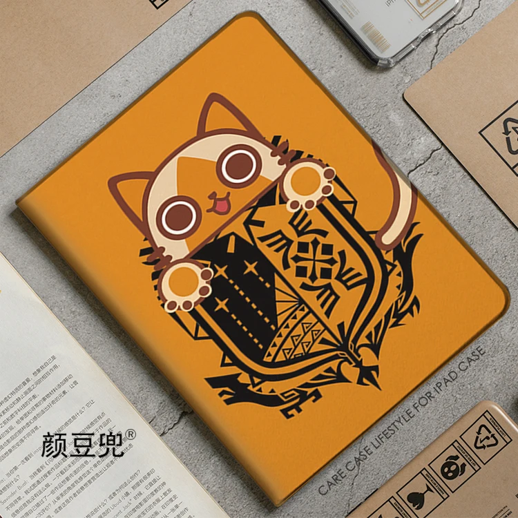

Monster Hunter Anime Airou CAT ipad Case For iPad Air 4 5 10.9 Mini 5 6 for pro 11in IPad Air 1 2 9.7 Tablet With Pencil Holder