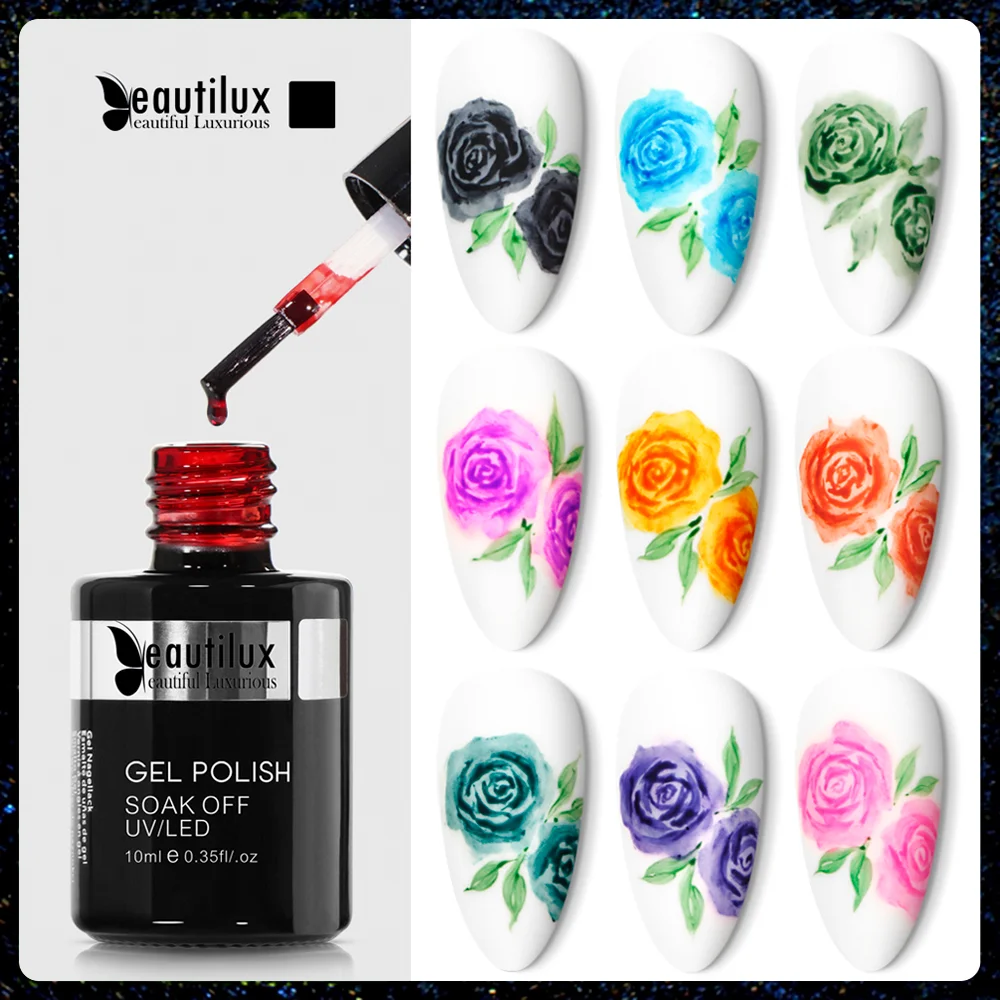 

Beautilux Watercolor Nail Gel Polish Nails Art Design Blooming Blossom Chinese Painting UV LED Semi Permanent Gels Lacquer 10ml