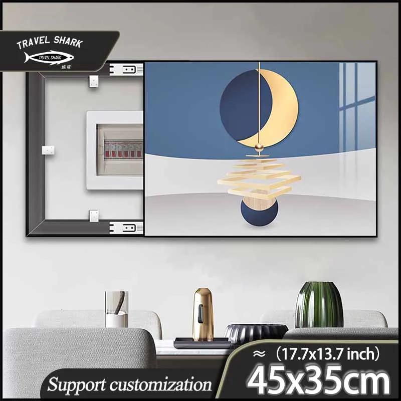 

Travel Shark Electric Meter Box Decorative Painting Of Modern Minimalist Living Room Wall Art Poster With Picture Frame 45x35CM