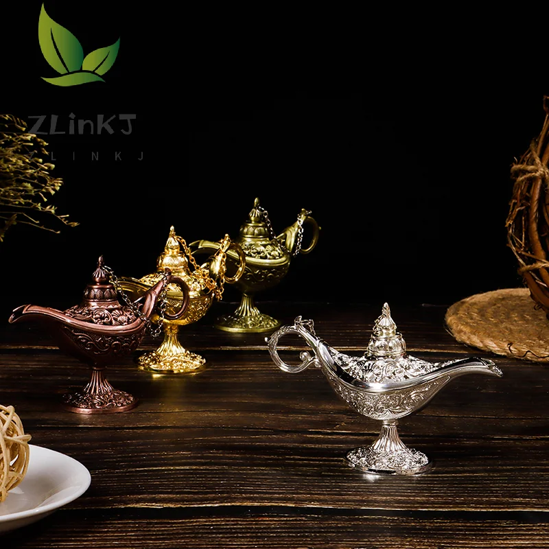 Hollow Fairy Tale Aladdin Lamp Wishing Tea Pot Retro Home Aromaterapia Ornaments