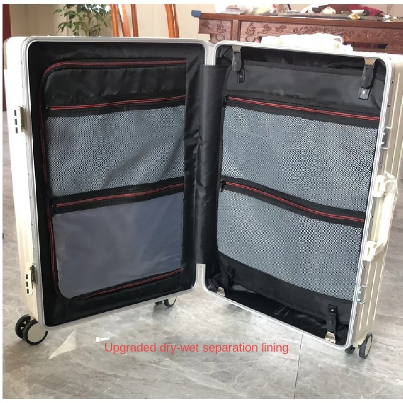 Aluminum Frame Multifunctional Large Size 28-Inch Trolley Case Universal Wheel Cup Holder USB Interface Boarding Travel Luggage