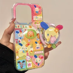 Vibrant Magnetic Ear Rabbit Phone Case with Rotating Bracket - iPhone 13 Pro (SMT2704 Color)