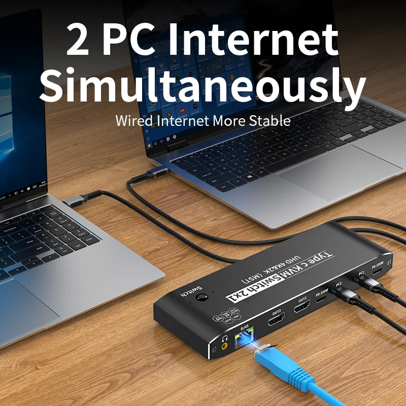 Unnlink 4K USB C KVM  ÷ ġ, Ȯ 2  ٸ ȭ, 2 PCs  , 콺 Ű 