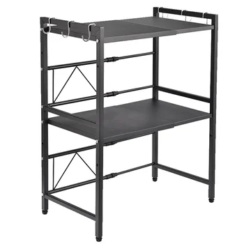 조절 가능한 전자 레인지 선반, 프리 스탠딩 향신료 보관 랙, 확장 가능한 분리형 금속 거치대 주방 액세서리 상품 이미지