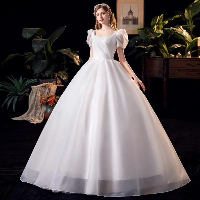 Abito Da Sposa Vintage Principessa Colletto Quadrato Maniche A Sbuffo Abiti Da Sposa Con Perle Con Grande Farfalla Suknia Slubna Su Misura