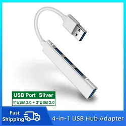 Universal 4 - Port USB & Type - C Hub Adapter for Multi - Device Connectivity (USB  Silver)