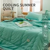 2024 new Japanese polyester cotton quilted summer quilt skin-friendly washable light luxury style solid color lightweight 2