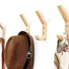 2/4 pcs Natural Wood Clothes Hanger Wall Mounted Coat Hook Decorative Key Holder Hat Scarf Handbag Hanger Organizer for Home 4