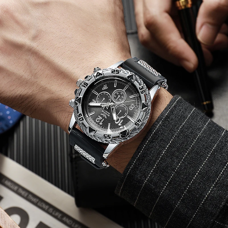 Orologio da uomo alla moda Orologio da polso analogico al quarzo con cinturino in silicone casual Orologi sportivi da uomo  1511