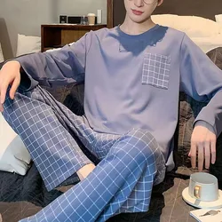 Men's Pajama Sets Cartoon Spring Autumn Long Sleeve Round Neck Tops+Pants 2Pcs Suits Soft Sleepwear Male Casual Home Clothes