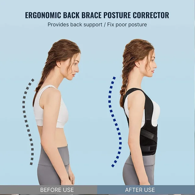 black Lumbar back posture correction band  adjustable Back posture corrector vestand belt for back support belt Relieve pain 3