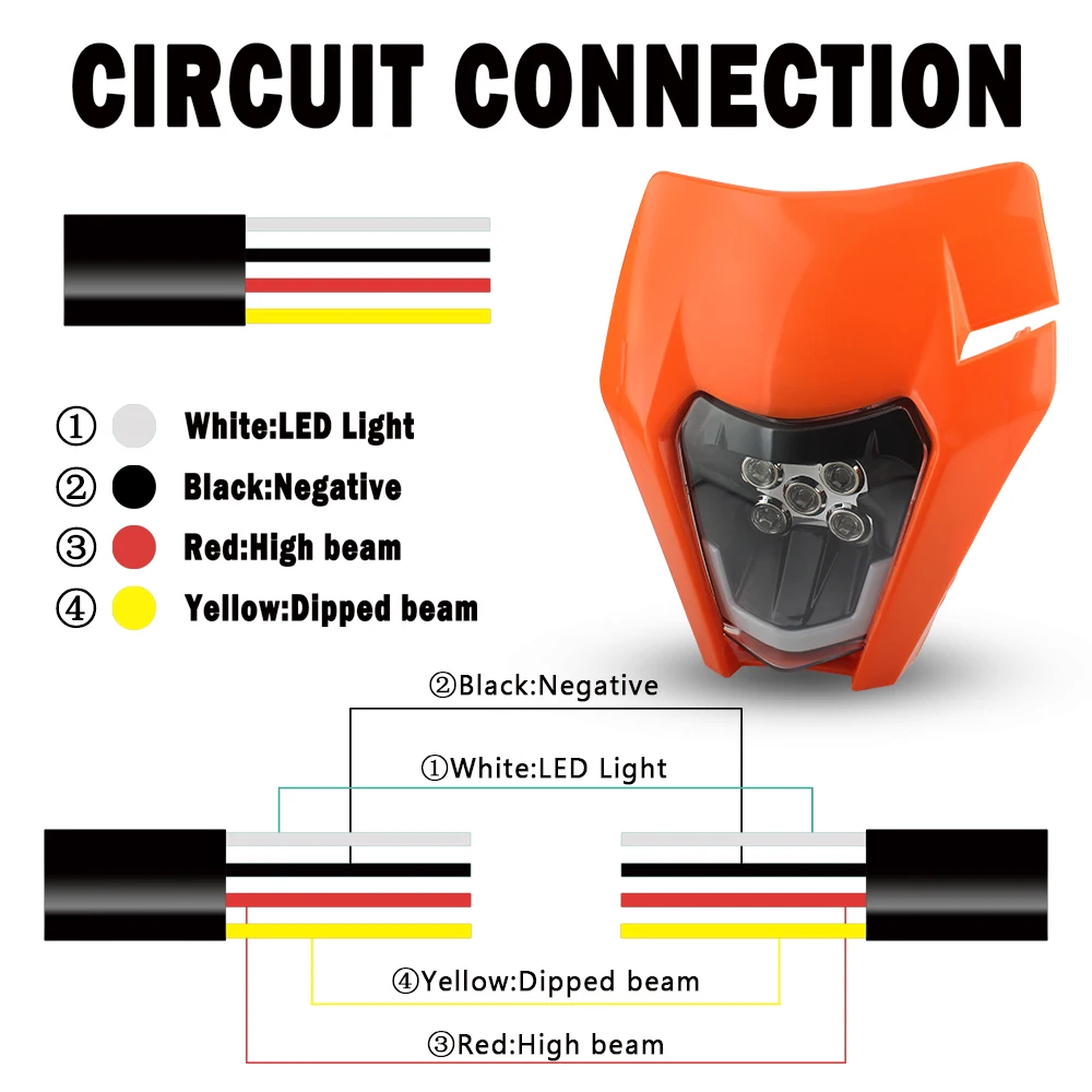 Motorcycle Headlight KTM EXC EXCF SX SXF XC XCF XCW XCFW 125 150 250 300 350 450 530 Motocross Enduro Dirt