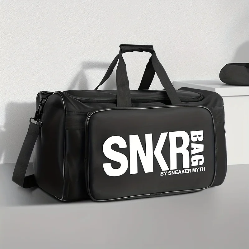 Bolsa esportiva multifuncional, leve, grande zíper Gym Bag, Letter Pattern,  Oxford, Basketball Training