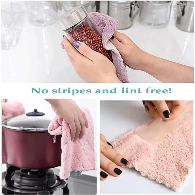 Microfiber Dish Cloths Cleaning Cloth Dish Cleaning Cloth Microfiber Dish Cloth Dish Cloth Towel Cleaning Cloth 5pc Super absorbent Thickened Dish Cloth Does Not Stick To Oil Kitchen Household Absorbs Water Without Shedding Scouring Pad Rag