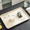 WORTHBUY Plastic Storage Tray With Cute Pattern Multifunctional Food Serving Tray Fruit Dessert Tray Tea Cup Tray For Kitchen 4