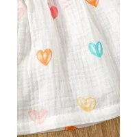 Newborn Baby Girl Sweet Cotton Dress Sleeveless Love Pattern Dress+Hat 2PCS Summer Beach Clothing for Infant Girl 0-9 Months 5