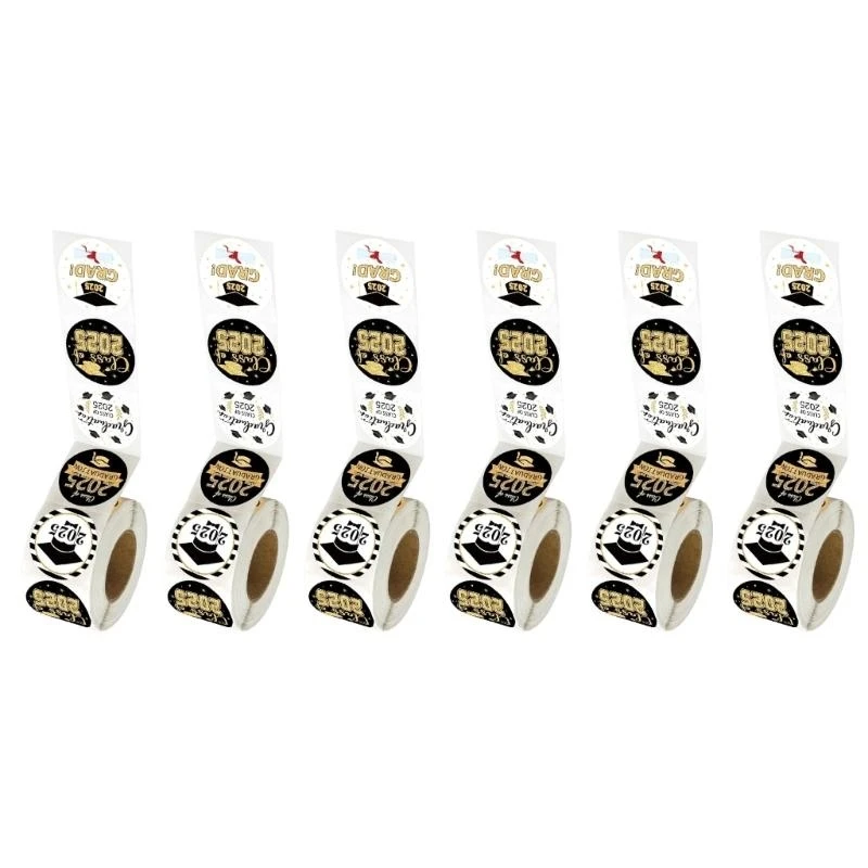 6Pcs Graduations Caps Adhesive Sticker Use On Gift Album and More Long Colorful