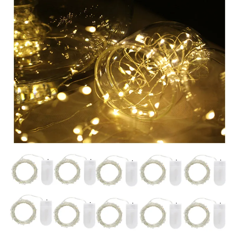 

Christmas Copper Wire String Light Garden Party Birthday Fairy Lamp LED Holiday Decoration CR2032 Battery for Wedding Xmas 10pcs