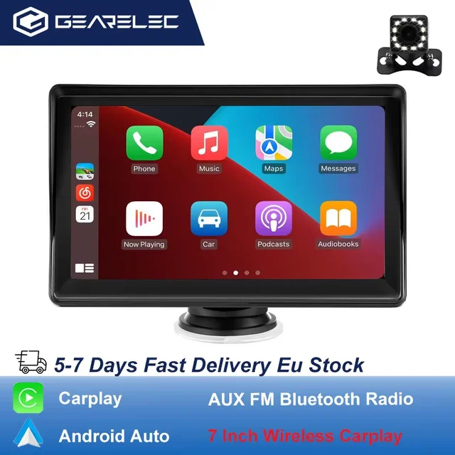 Autoradio Android sans fil avec transmetteur FM, lecteur de limitation stéréo, BT, WiFi, AUX, écran USB, 7 pouces 1