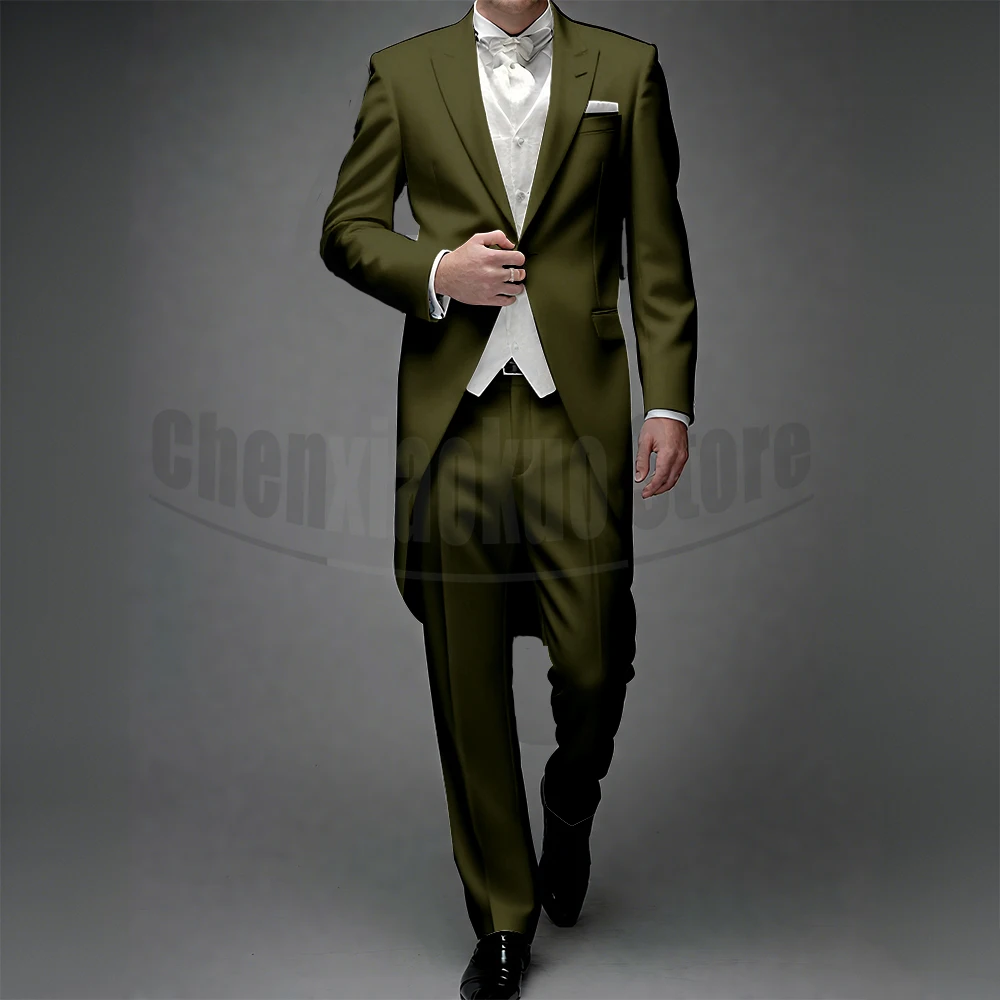 3 peça homem fraque para casamento formal padrinhos smoking 2025 clássico  pico lapela um botão sólido terno masculino (jaqueta + calças + colete) -  AliExpress, image size:1000x1000