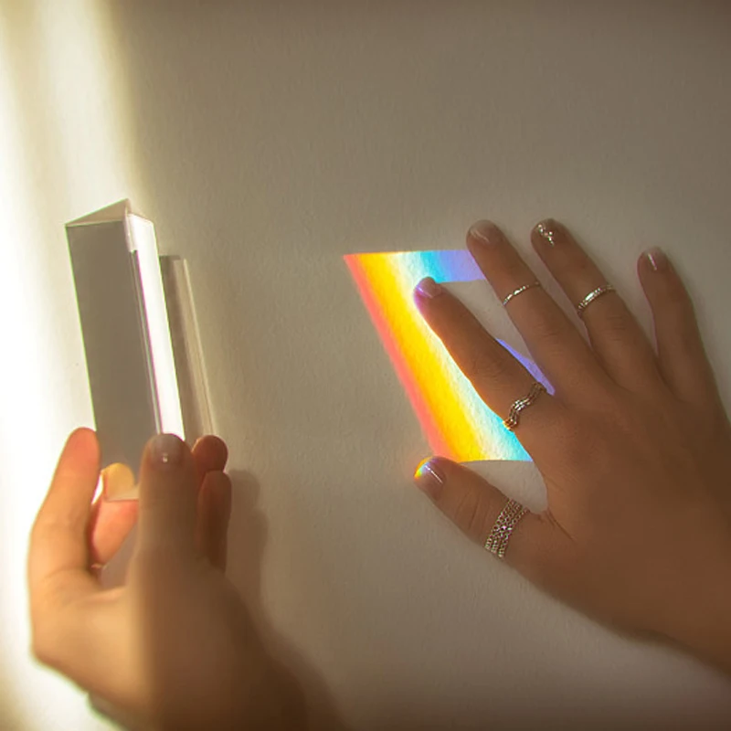 Optical Prisms 25x25x80mm Triangular Prism BK7 Optical Prisms Glass Physics Teaching Refracted Light Spectrum Rainbow Children Students Present