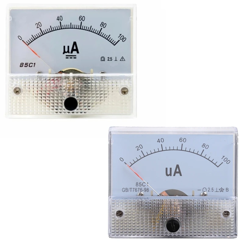 

for DC Ammeter Analog Amp Meter Gauge Rectangle Panel Meter Current Tester 50uA 100uA 200uA 500uA for Home Industrial Us