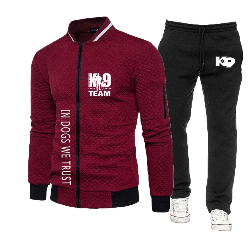 TRAINER K9 Team K9 Unit Malinois 2023 Autumn New Men's Sports Hoodie Long Sleeve Two Pieces Male Casual Jogging Sports Pant Suit