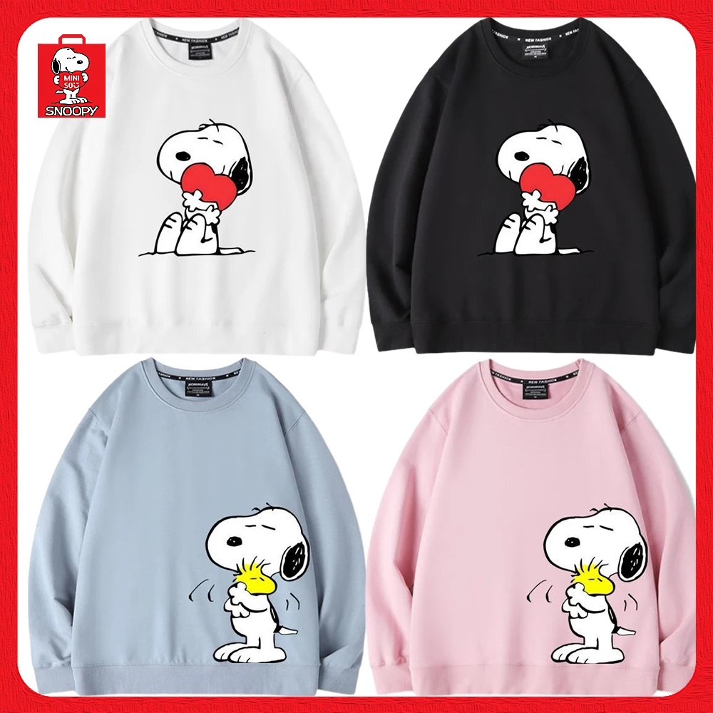 

Новинка, тонкая Толстовка Miniso Snoopy с мультяшным принтом для мужчин и женщин, Осень-зима, парная Свободная Толстовка с длинным рукавом и круглым вырезом