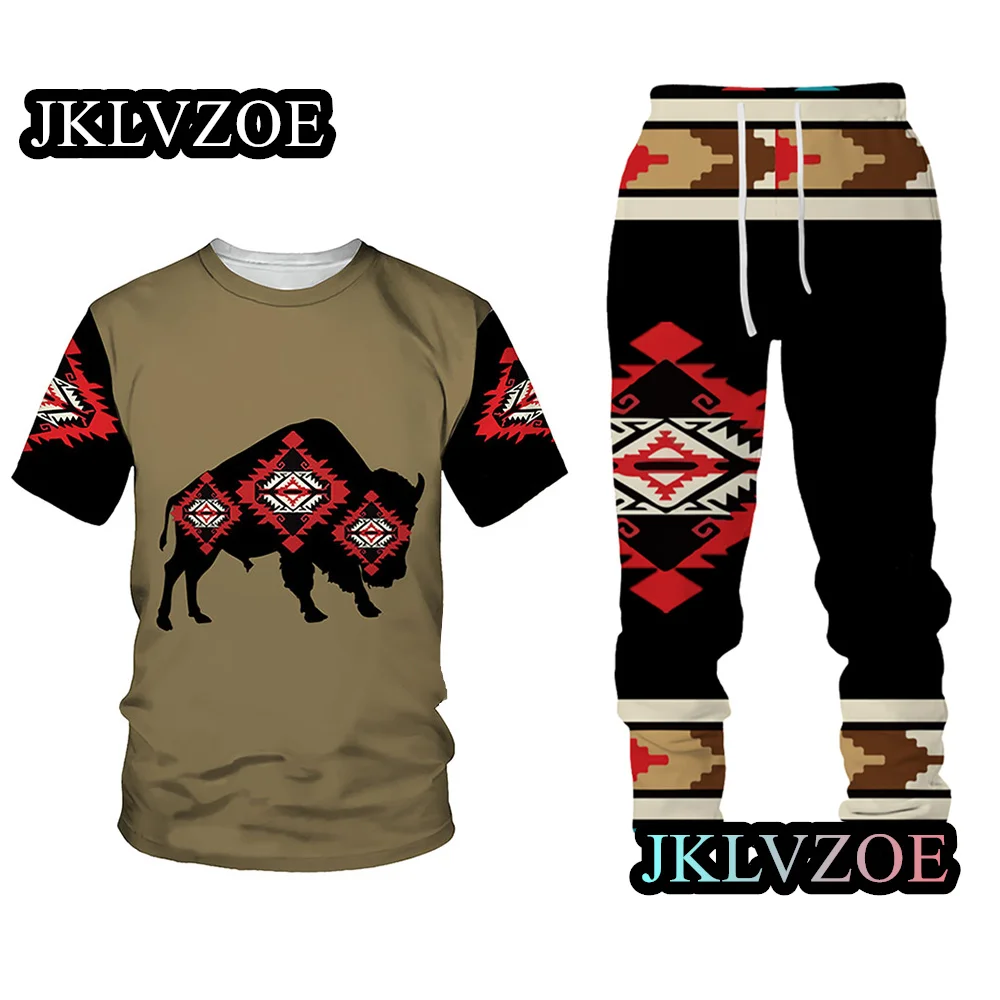 Men Tracksuits Trousers Sets New Fashion T Shirt Short Sleeve Sportswear 2 Piece Suits 3D Printed Male Clothes Pants Set Outfits