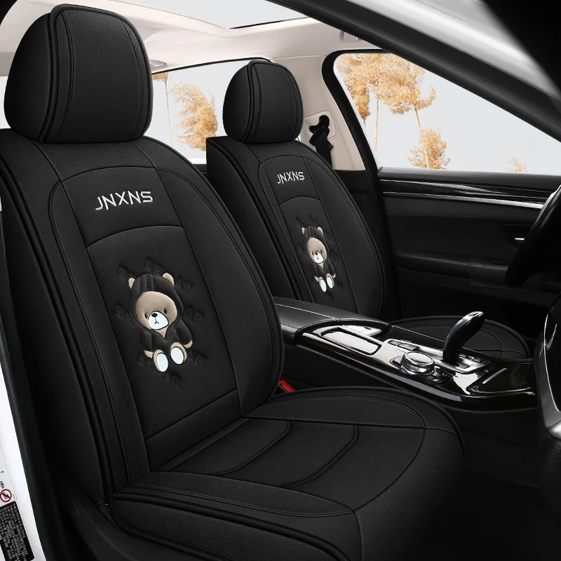 

Car Cushion Four Seasons Universal Cotton And Linen Fabric Fully Enclosed Seat Cover Seat Cushion Seat Cover Cartoon