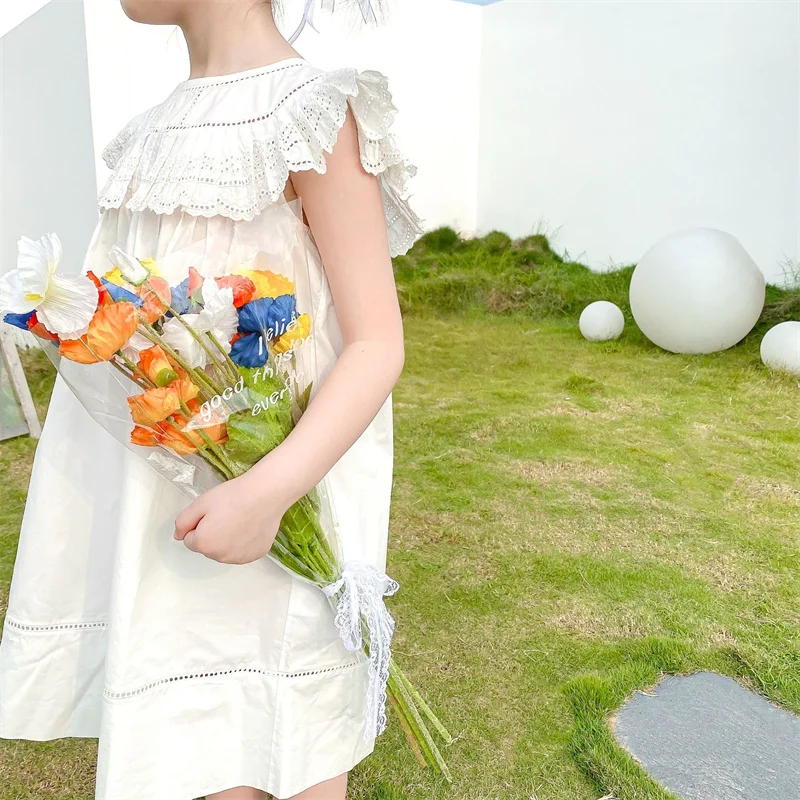 

EnkeliBB BP Brand Children Girls White Lace Dressed For Summer Kids Brand Clothes