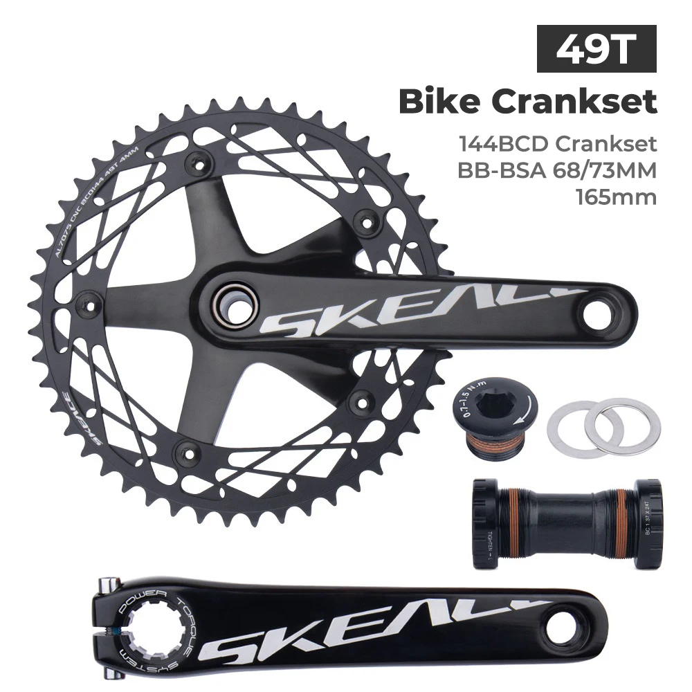 SKEACE 2ピースクランク チェーンリング48T 165mm BB付 Skeace Pedaleira de Bicicleta 48T Engrenagem Fixa BCD 144mm