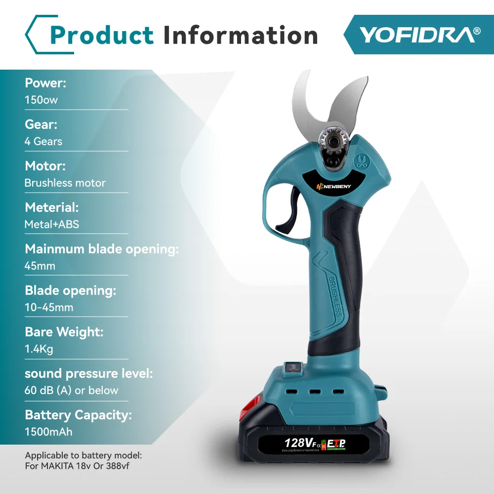 30mm 4 Gears Brushless Electric Pruner Shear Cordless Efficient Garden Potted Branches Beautifying Tools For Makita 18V Battery 2