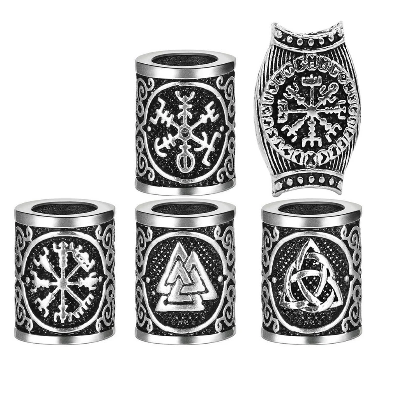 61 PCs Set Norse Runes Beads for Beards Hair Paracord Bracelets Necklace