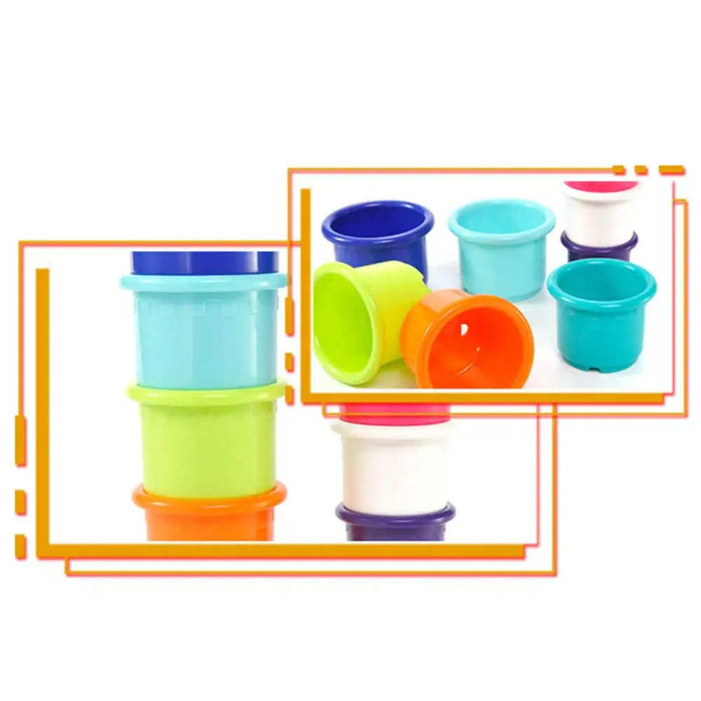 8Pcs/Set Baby Bathroom Beach Stacking Cup Children Kids Educational Develop Toys Sorting, Nesting & Stacking toys