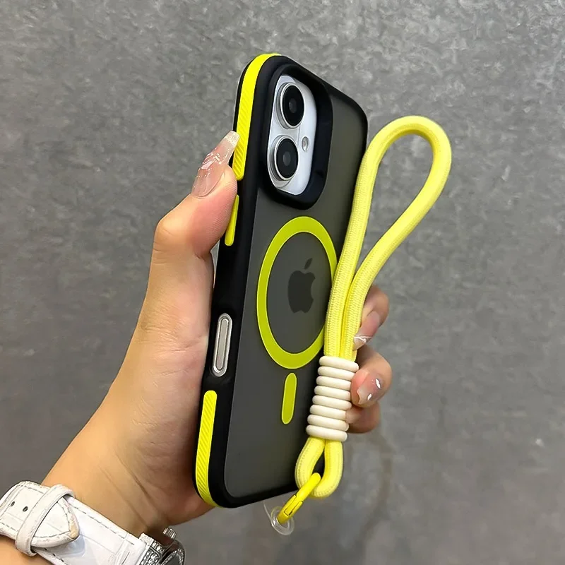 MagSafe Double Color Wrist Strap Case For iPhone 16 15 14 Pro Max - Image 8