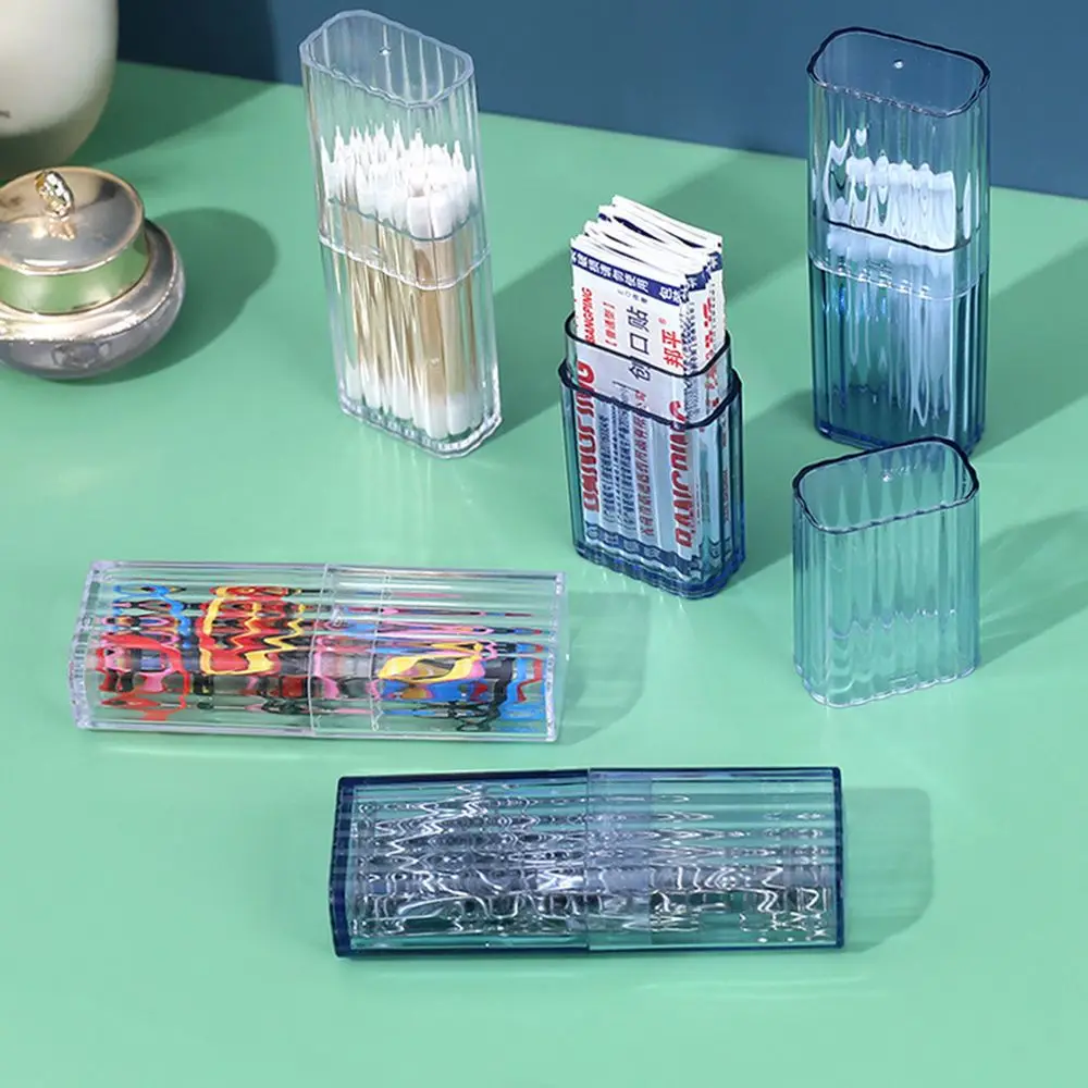 Portable Toothpick Holder Qtip Holder Travel Case Floss Pick Dispenser  Clear Acrylic Storage Box Canister Container With Lid For