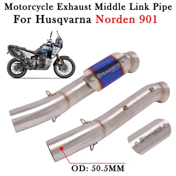 Slip On For Husqvarna Norden 901 Motorcycle Exhaust Modify 51MM Muffler Escape Moto Bike Middle Link Pipe With Heat Shield Cover
